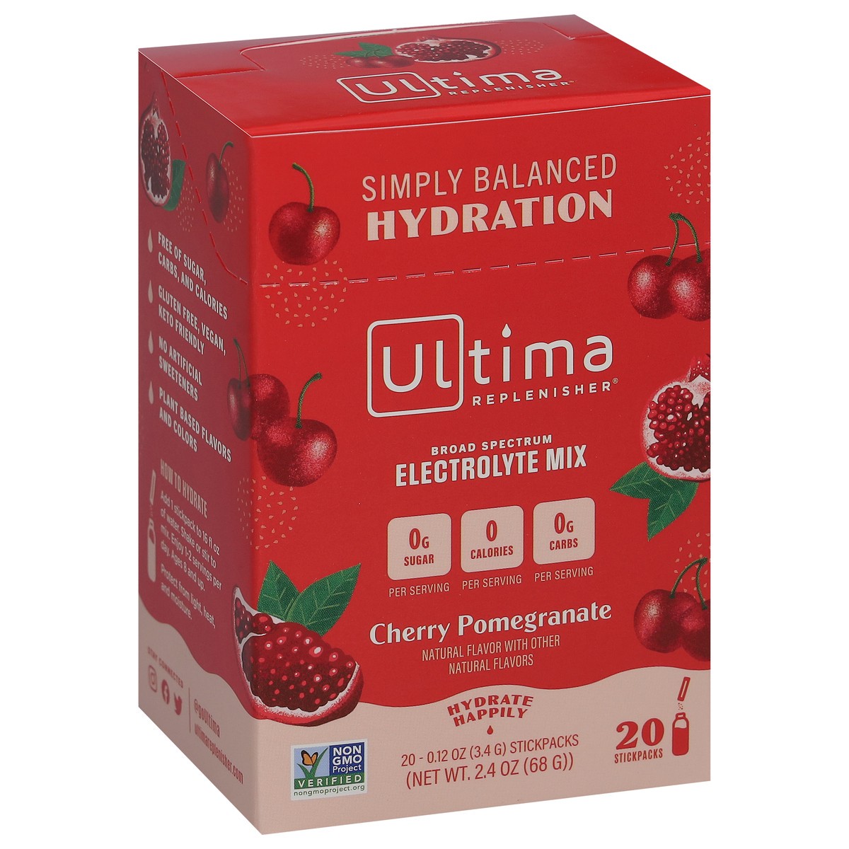 slide 2 of 9, Ultima Replenisher Broad Spectrum Cherry Pomegranate Electrolyte Mix 20 - 0.12 oz Stickpacks, 20 ct; 0.12 oz