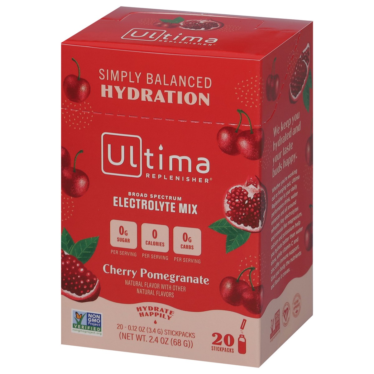 slide 3 of 9, Ultima Replenisher Broad Spectrum Cherry Pomegranate Electrolyte Mix 20 - 0.12 oz Stickpacks, 20 ct
