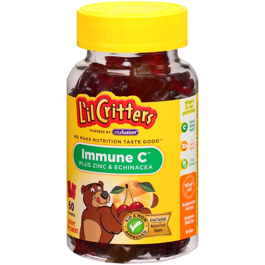 slide 3 of 7, L'il Critters Immune C Plus Zinc Echinacea Gummy Dietary Supplement, 60 ct