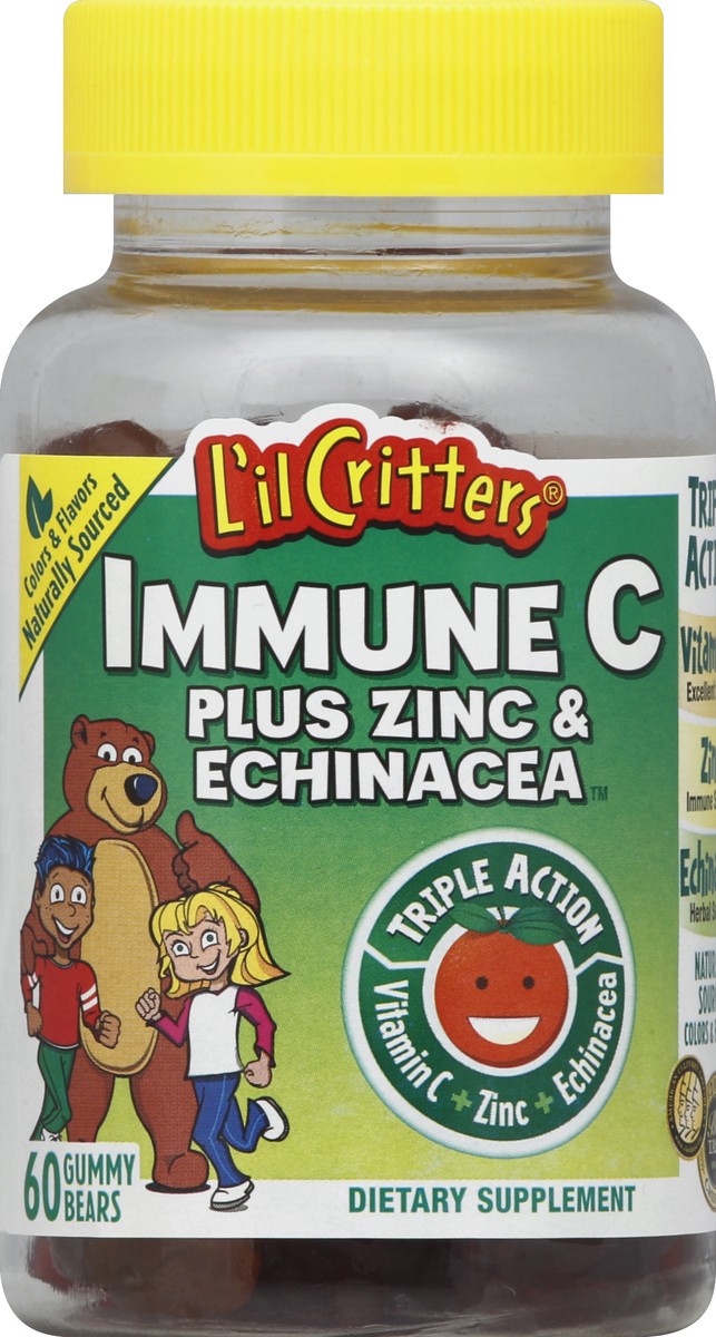 slide 1 of 5, L'il Critters L’il Critters Immune C Daily Gummy Supplement Vitamin for Kids, for Vitamin C, D and Zinc for Immune Support, Orange, Lemon and Cherry Flavors, 60 Gummies, 60 ct