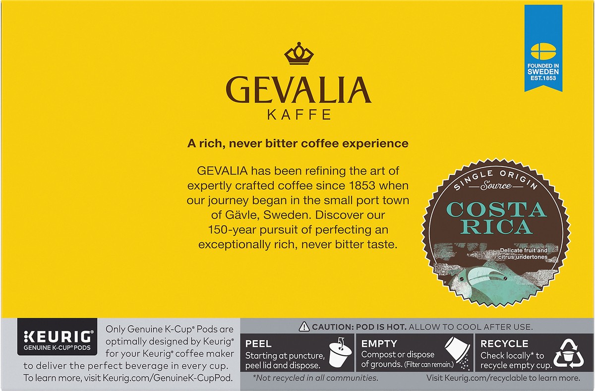 slide 4 of 12, Gevalia Special Reserve Costa Rica Single Origin Medium-Dark Roast K-Cup Coffee Pods, 10 ct. Box, 10 ct