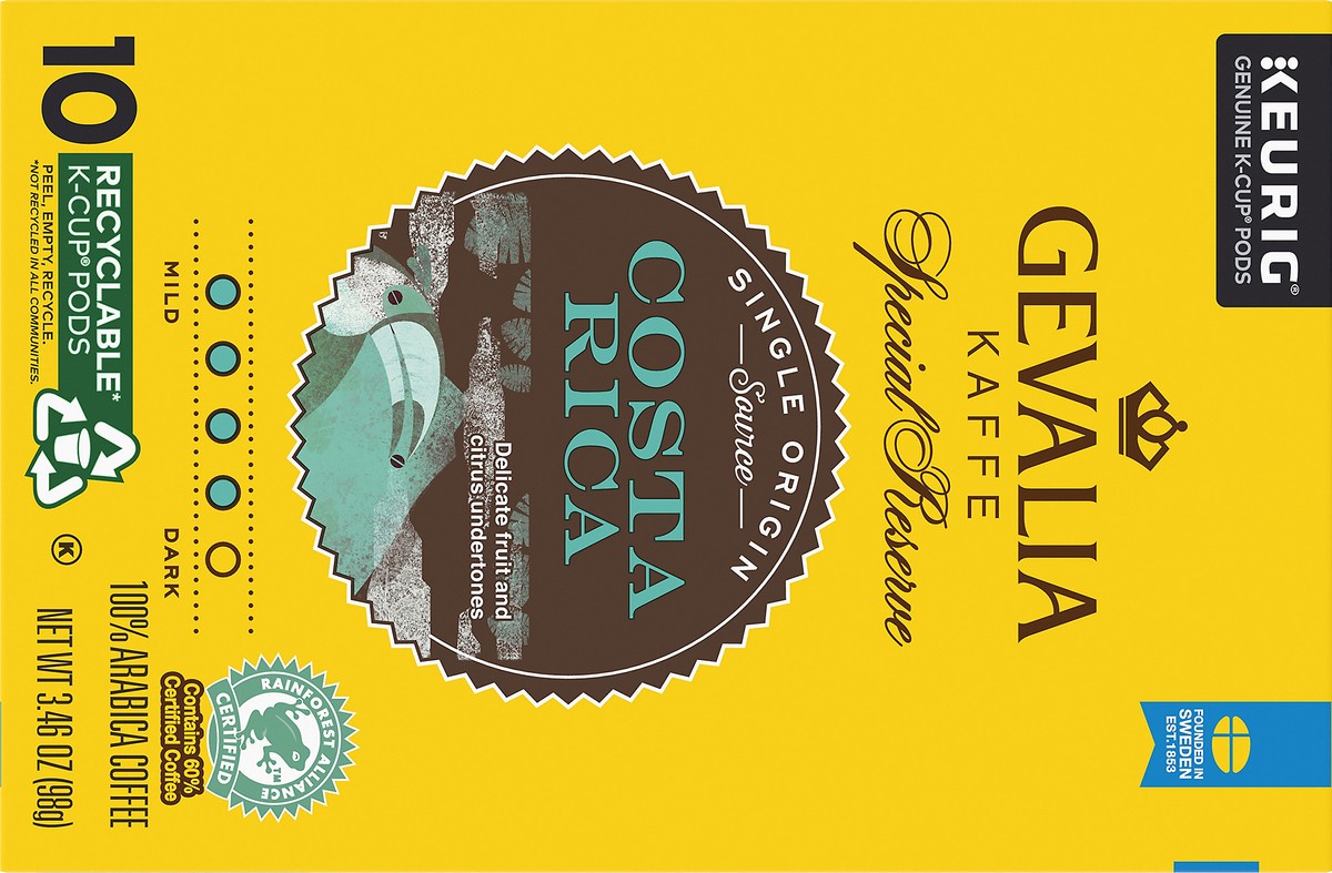 slide 5 of 12, Gevalia Special Reserve Costa Rica Single Origin Medium-Dark Roast K-Cup Coffee Pods, 10 ct. Box, 10 ct