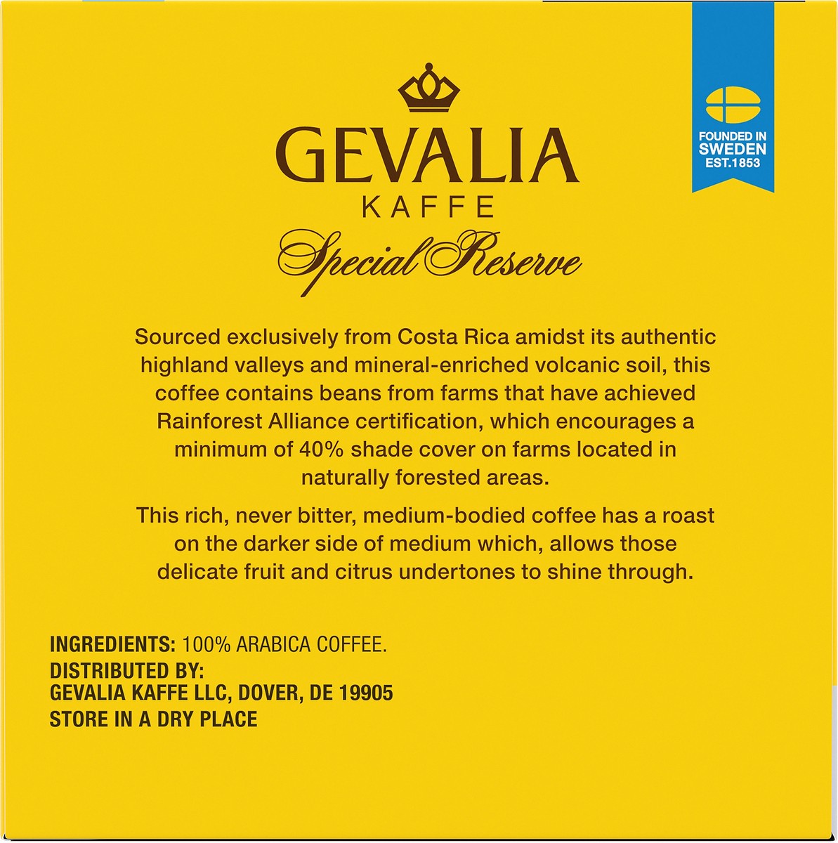 slide 12 of 12, Gevalia Special Reserve Costa Rica Single Origin Medium-Dark Roast K-Cup Coffee Pods, 10 ct. Box, 10 ct