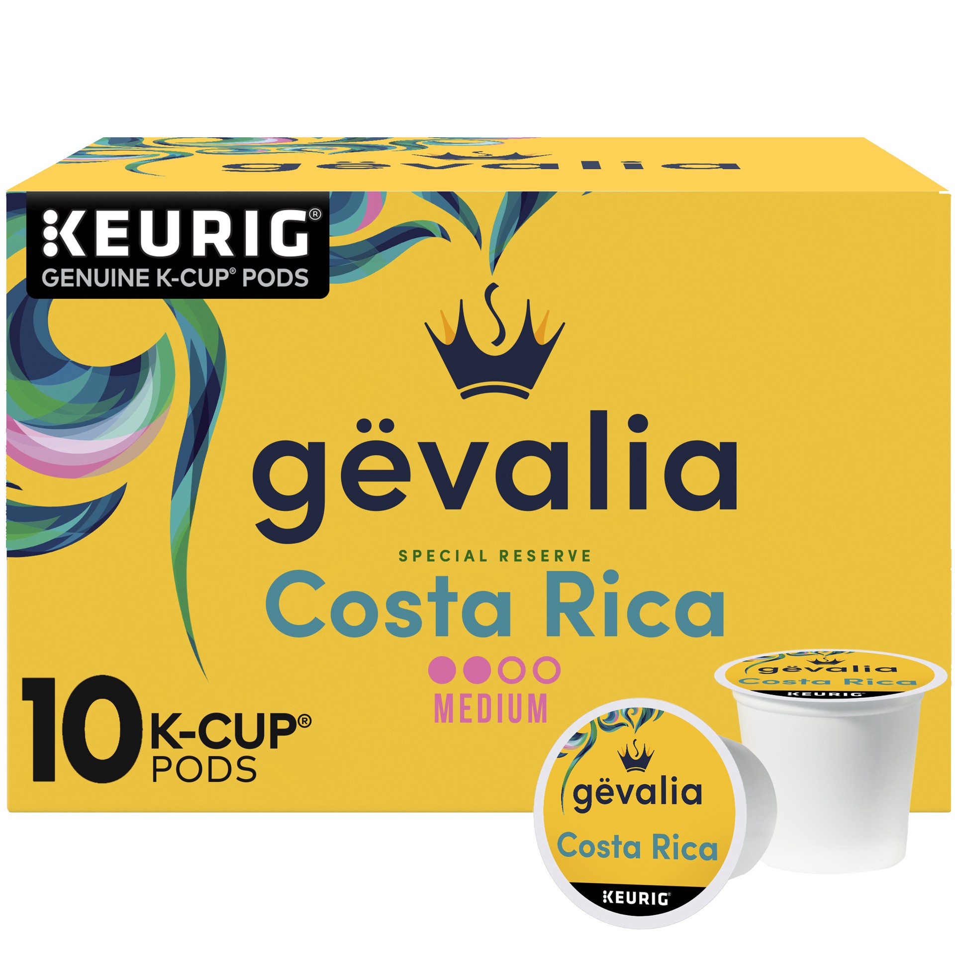 slide 1 of 12, Gevalia Special Reserve Costa Rica Single Origin Medium-Dark Roast K-Cup Coffee Pods, 10 ct. Box, 10 ct