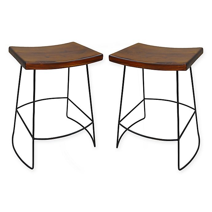 slide 1 of 1, Carolina Cottage Reece Counter Stool - Black/Chestnut, 24 in