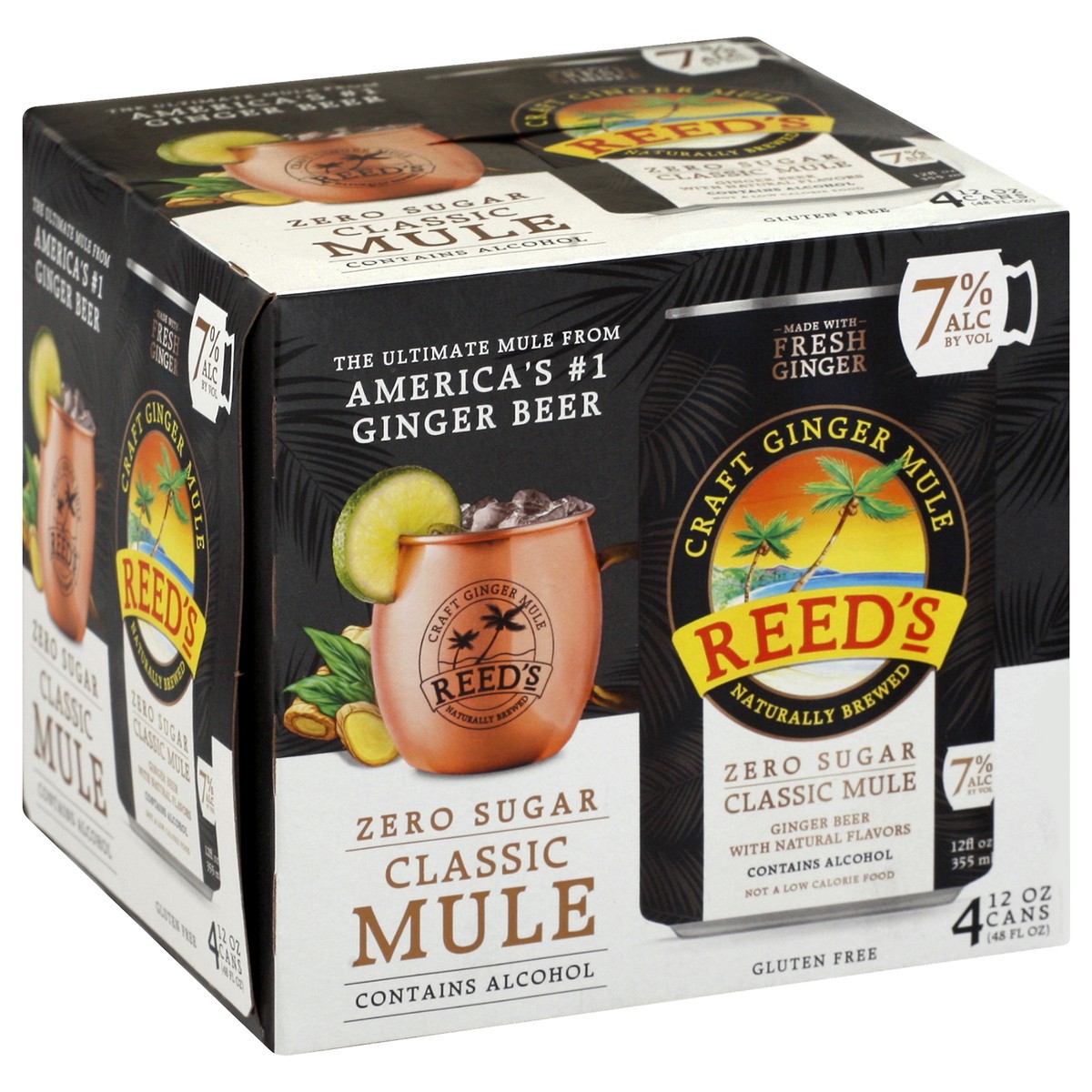 slide 9 of 12, Reed's Zero Sugar Classic Ginger Mules - 4 ct; 12 oz, 4 ct; 12 oz