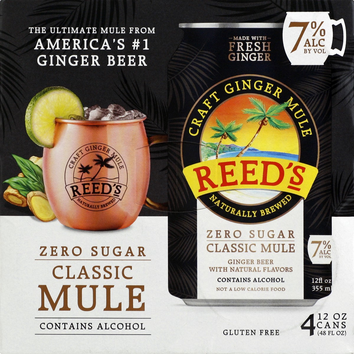 slide 6 of 12, Reed's Zero Sugar Classic Ginger Mules - 4 ct; 12 oz, 4 ct; 12 oz