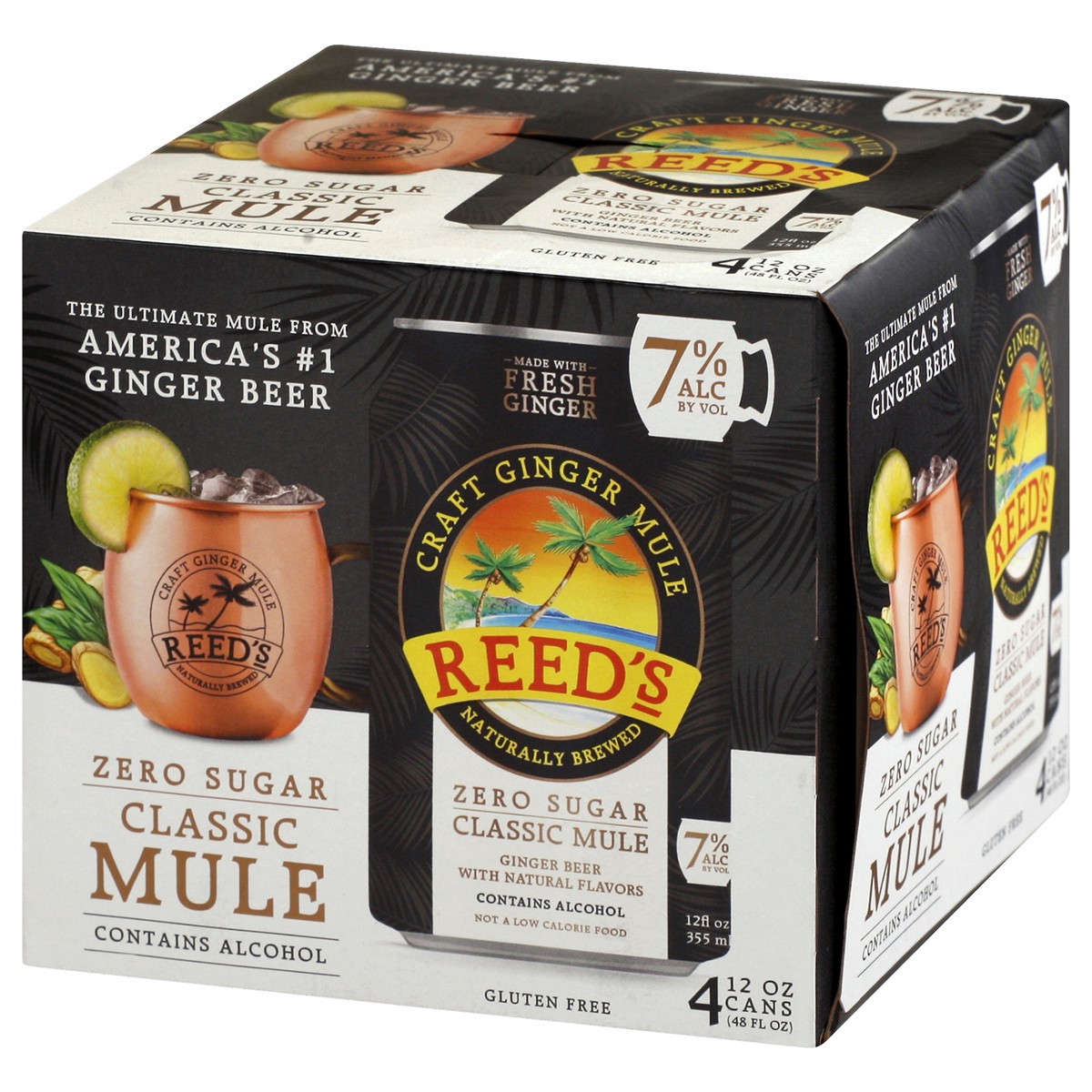 slide 8 of 12, Reed's Zero Sugar Classic Ginger Mules - 4 ct; 12 oz, 4 ct; 12 oz