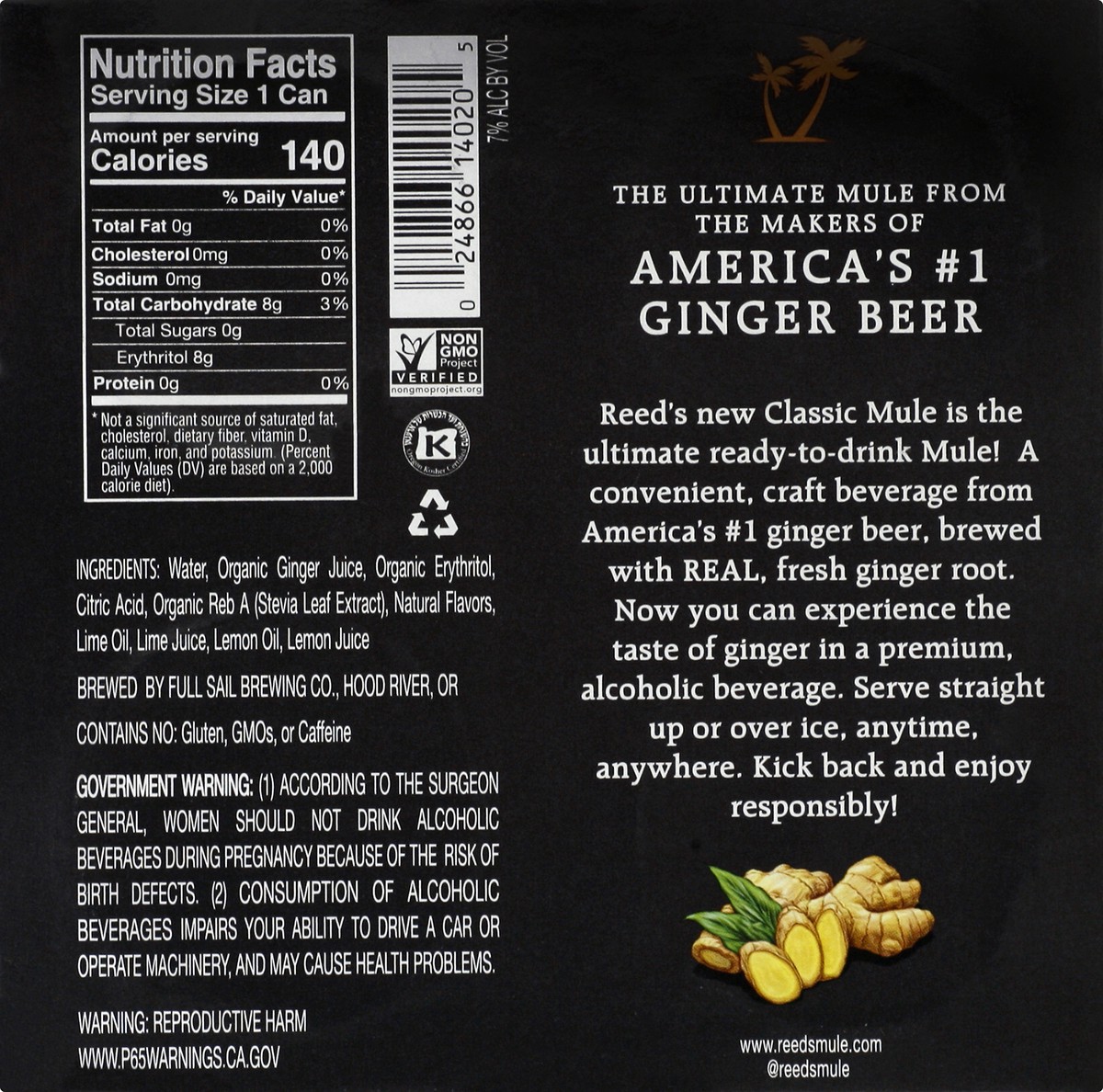 slide 7 of 12, Reed's Zero Sugar Classic Ginger Mules - 4 ct; 12 oz, 4 ct; 12 oz