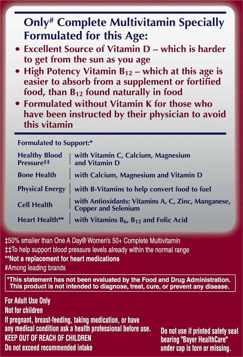 slide 3 of 8, One A Day Proactive 65+ Multivitamin/Multimineral Supplement Tablets 150 ea Box, 150 ct