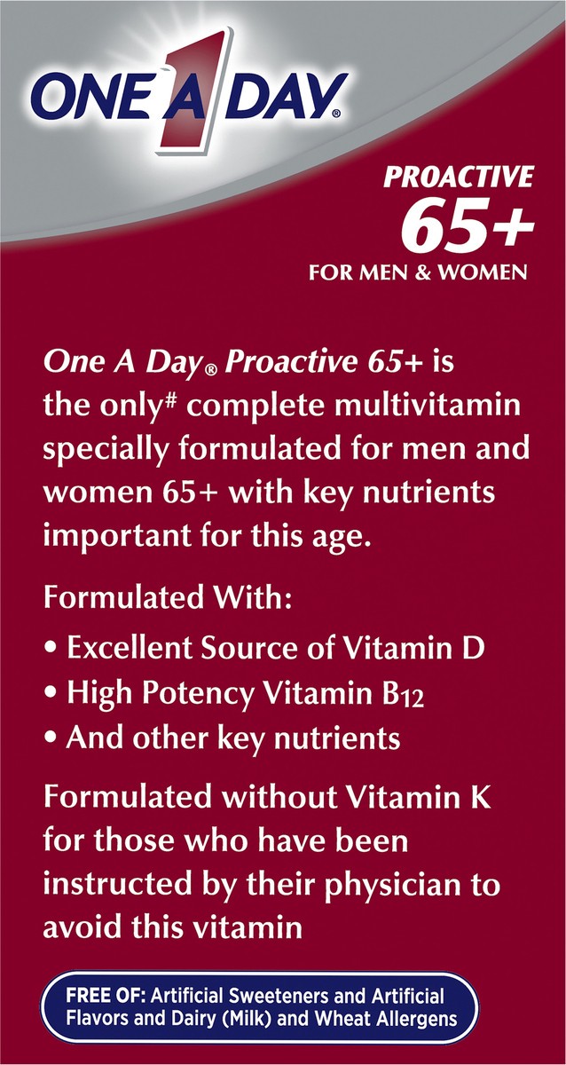 slide 5 of 8, One A Day Proactive 65+ Multivitamin/Multimineral Supplement Tablets 150 ea Box, 150 ct