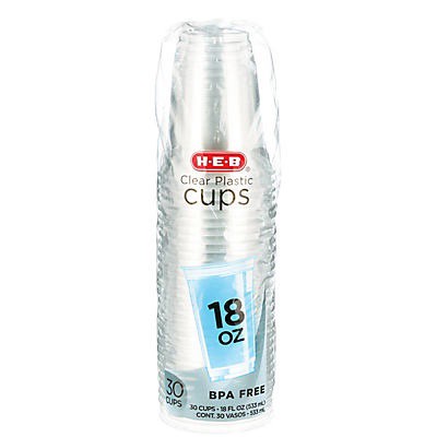 slide 1 of 1, H-E-B 18 oz Clear Plastic Cups, 30 ct