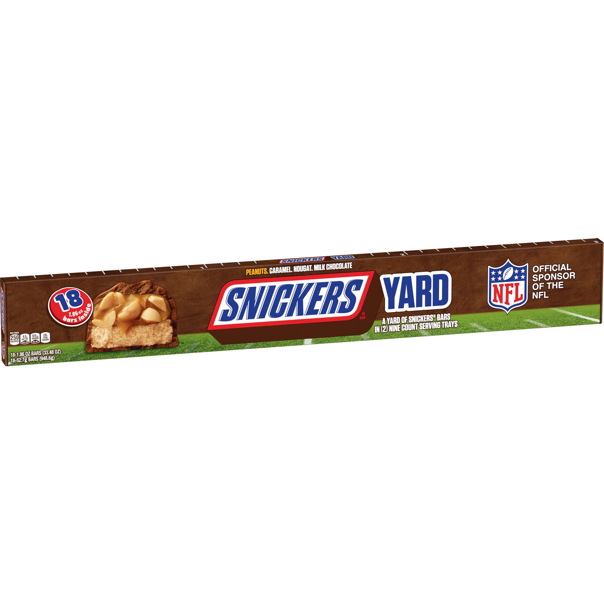 slide 1 of 1, Snickers Yard Bar Chocolate Candy Bars Box, 33.5 oz