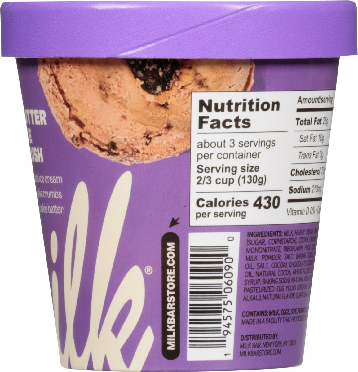 slide 8 of 9, Milk Bar Peanut Butter Chocolate Cookie Crush Ice Cream 14 fl oz, 14 fl oz