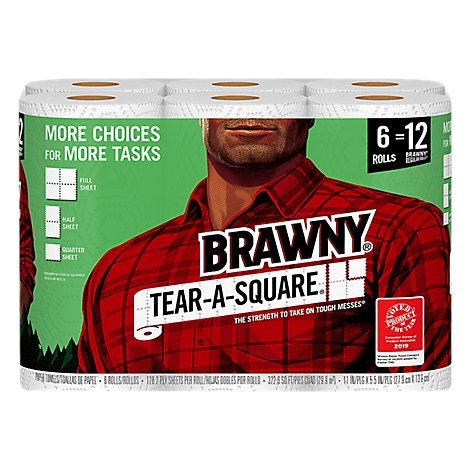 slide 1 of 1, Brawny Paper Towels Xl Tear A Square White, 6 ct