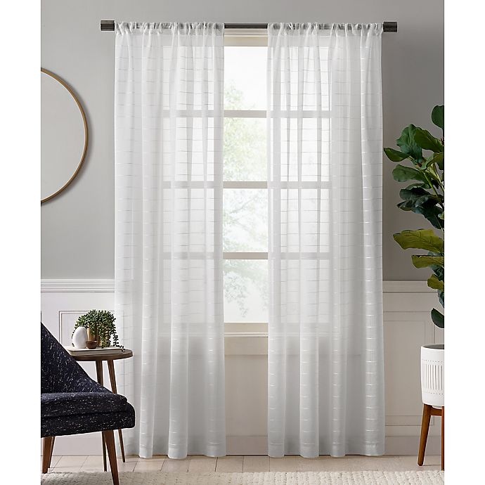 slide 1 of 3, Colordrift Charlie Sheer Rod Pocket Window Curtain Panel - White, 84 in