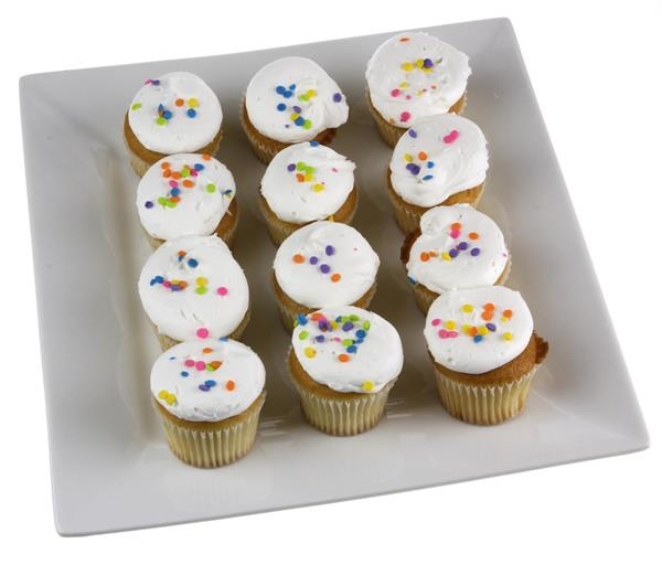 slide 1 of 1, White Mini Cupcakes - White Iced 12 Count, 12 ct