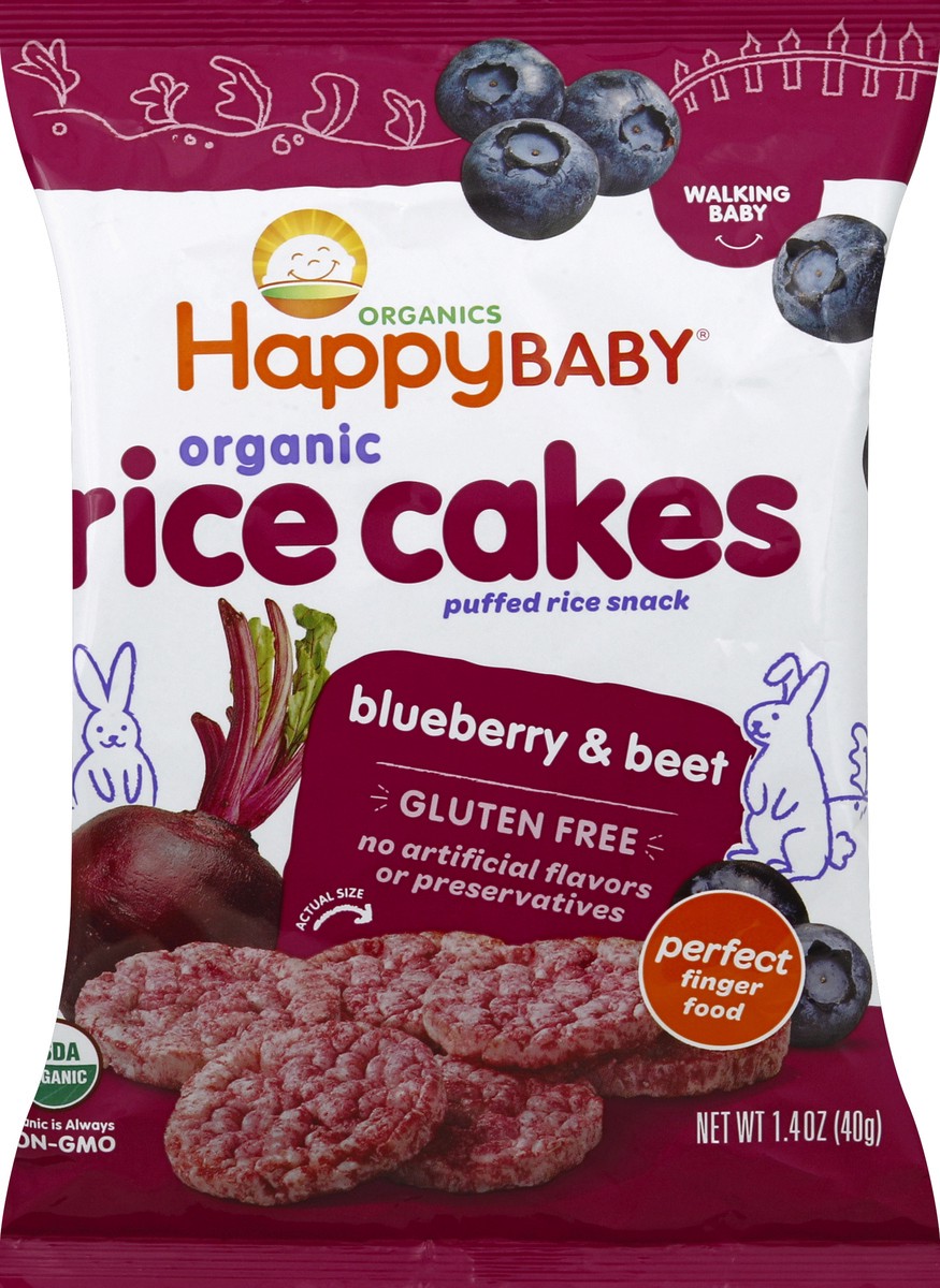 slide 5 of 6, Happy Baby Organic Blueberry & Beet Baby Rice Cakes, 1.4 oz
