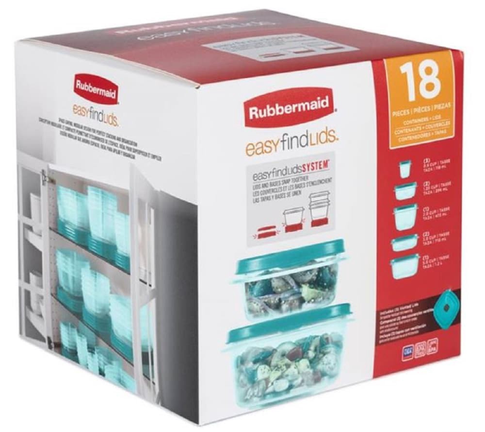 slide 1 of 1, Rubbermaid Easy Find Lids Turquoise Food Storage Containers, 18 ct