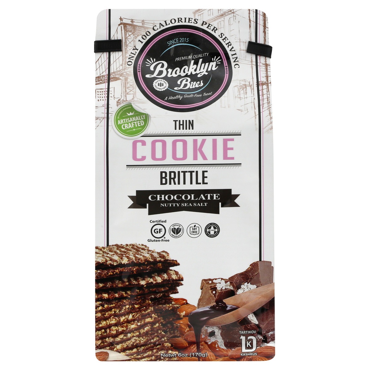 slide 1 of 1, Brooklyn Bites Cookie Brittle, Thin, Chocolate Nutty Sea Salt, 6 oz