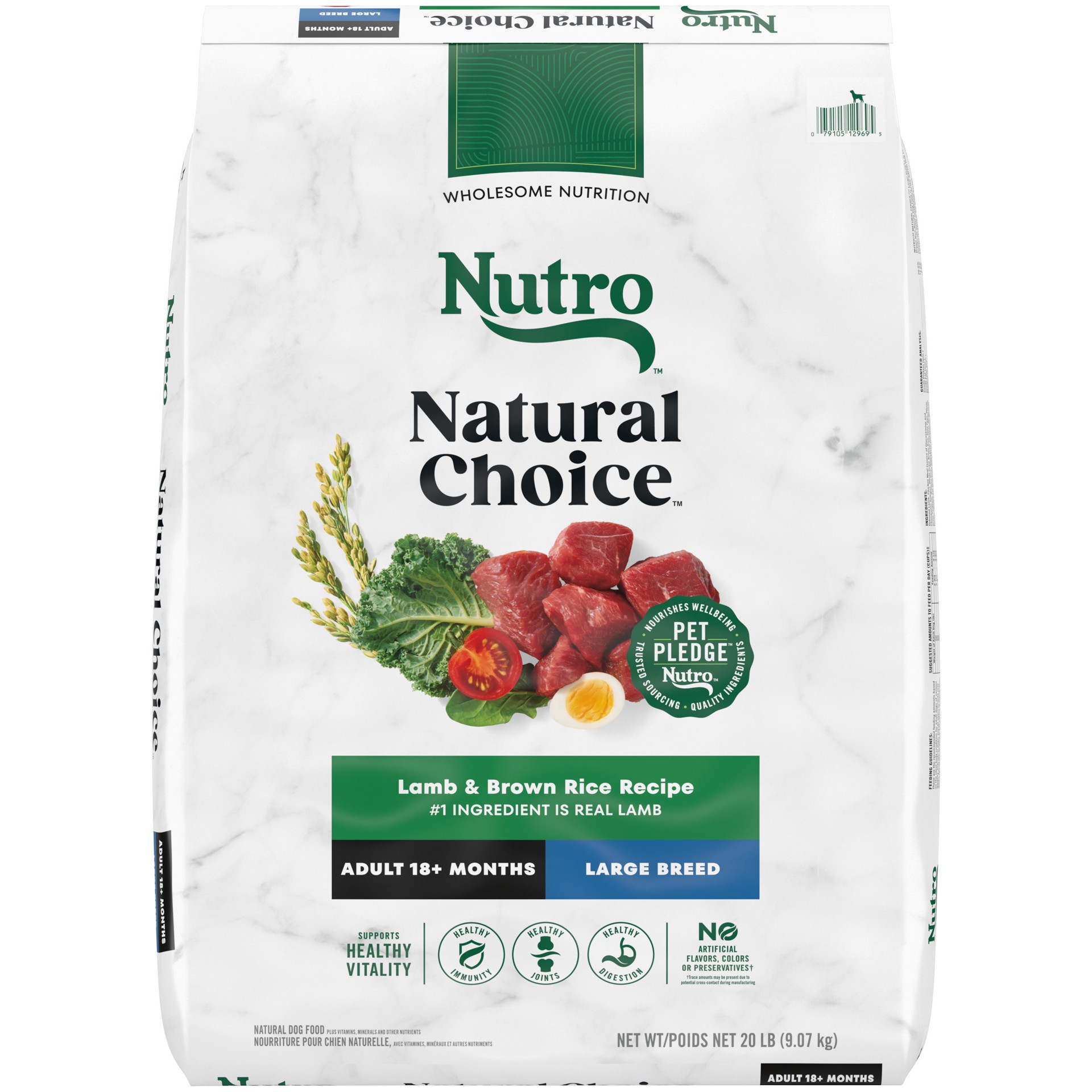 slide 1 of 4, Nutro Natural Choice Adult Large Breed Dry Dog Food, Lamb and Brown Rice Recipe, 20 lbs., 20 lb