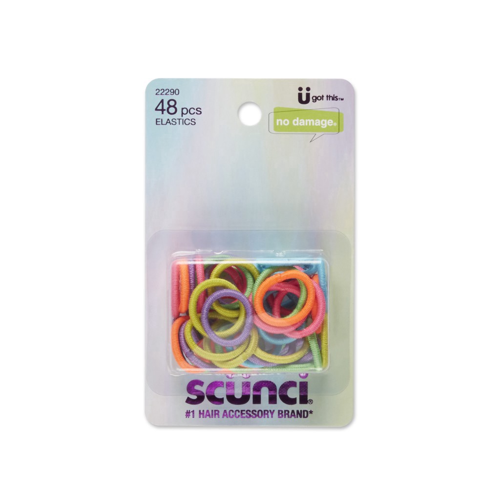 slide 1 of 3, scünci Girl Mini No Damage Elastics In Assorted Colors, 48 ct