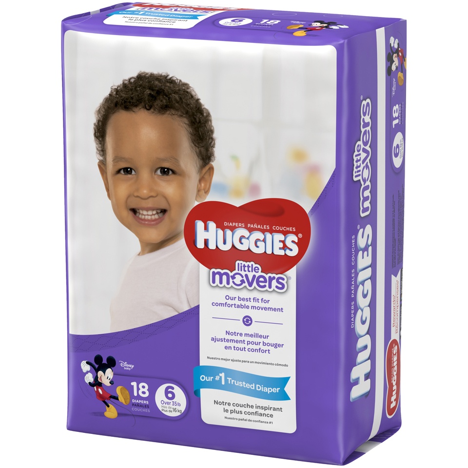 slide 3 of 3, Huggies Little Movers Jumbo Pack Diapers Size 6, 18 ct
