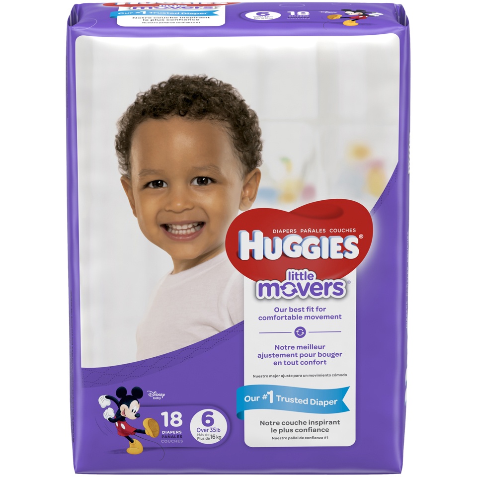 slide 1 of 3, Huggies Little Movers Jumbo Pack Diapers Size 6, 18 ct