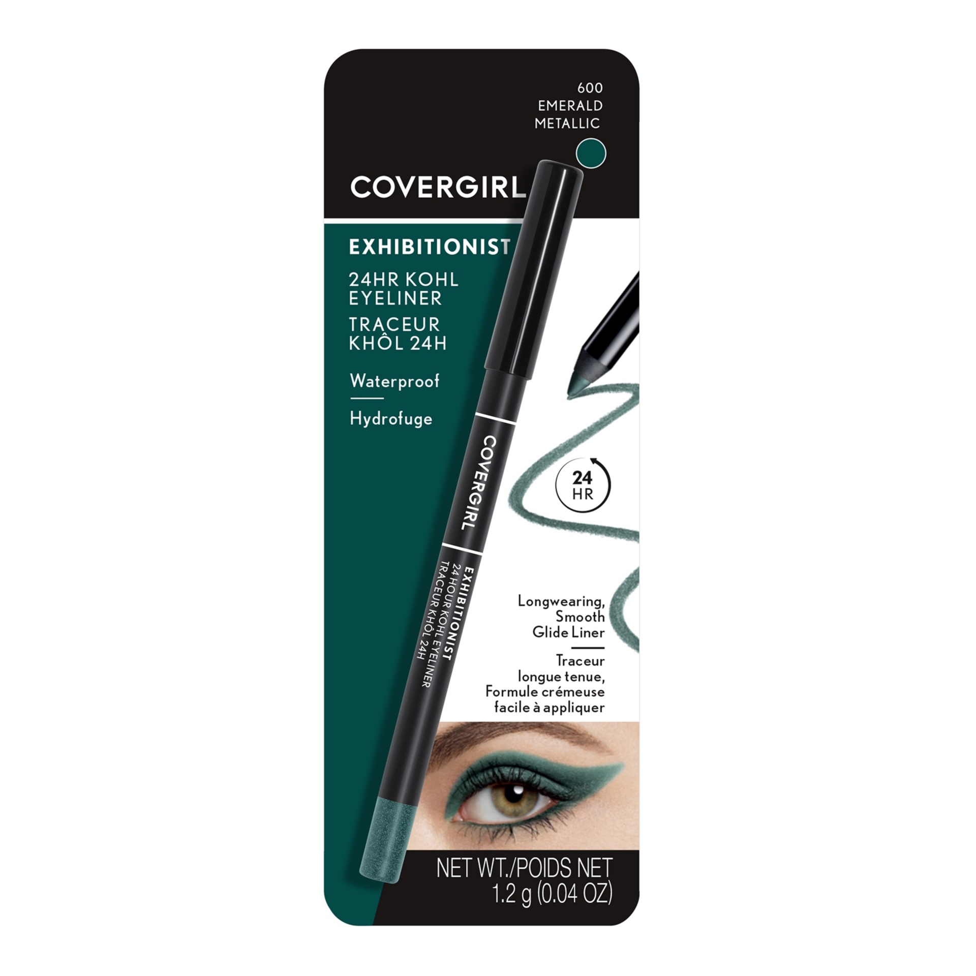 slide 1 of 1, Covergirl Exhibitionist 24-Hour Kohl Eyeliner 600 Emerald Metallic, 0.04 oz