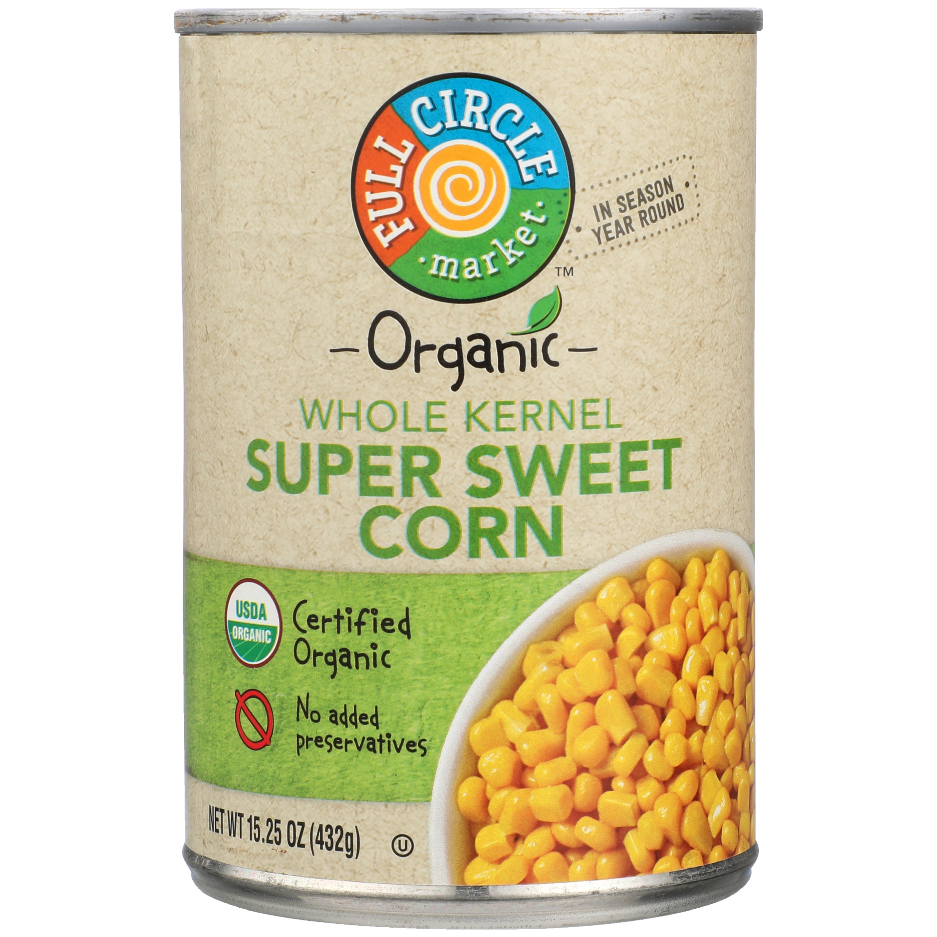 slide 1 of 6, Full Circle Market Whole Kernel Super Sweet Corn, 15 oz