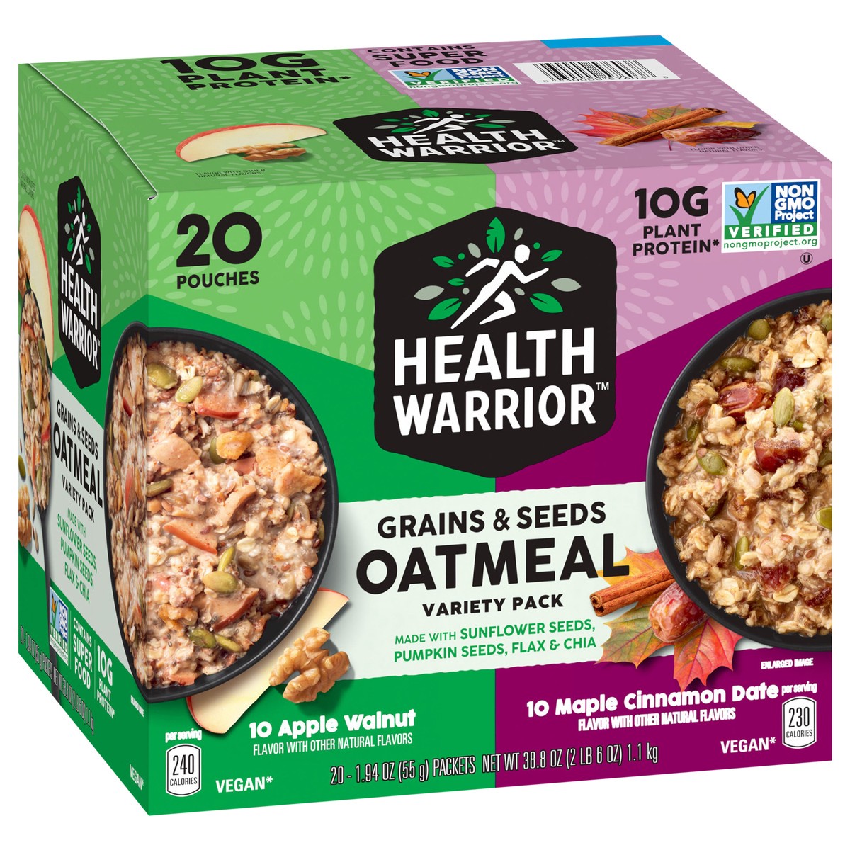 slide 2 of 6, Health Warrior Grains and Seeds Oatmeal Variety Pack 1.94 Oz 20 Count, 20 ct