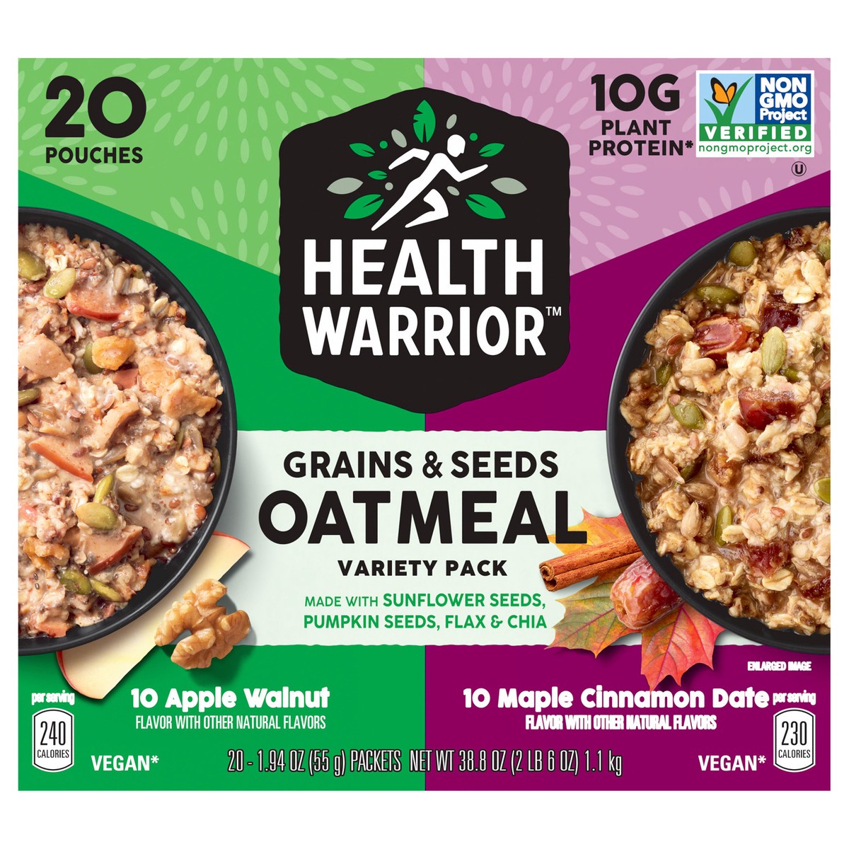 slide 1 of 1, Health Warrior Grains and Seeds Oatmeal Variety Pack 1.94 Oz 20 Count, 2.11 oz