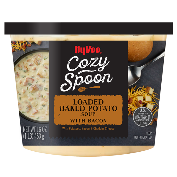 slide 1 of 1, Hy-Vee Cozy Spoon Loaded Baked Potato Soup With Bacon, 16 oz