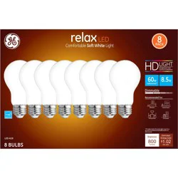 GE Relax HD LED 60W EQ A19 Soft White Dimmable Light Bulb 8-Pack