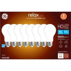 GE Relax HD LED 60W EQ A19 Soft White Dimmable Light Bulb 8-Pack