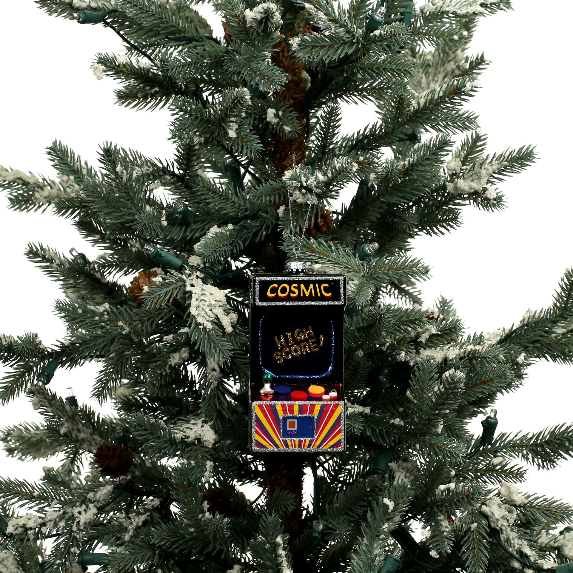 slide 3 of 3, 4.75" Arcade Cabinet Glass Ornament By Ashland, 2.35 in x 2 in x 4.74 in