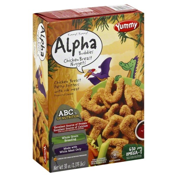 slide 1 of 1, Yummy Chicken Breast Nuggets Alpha Buddies, 38 oz