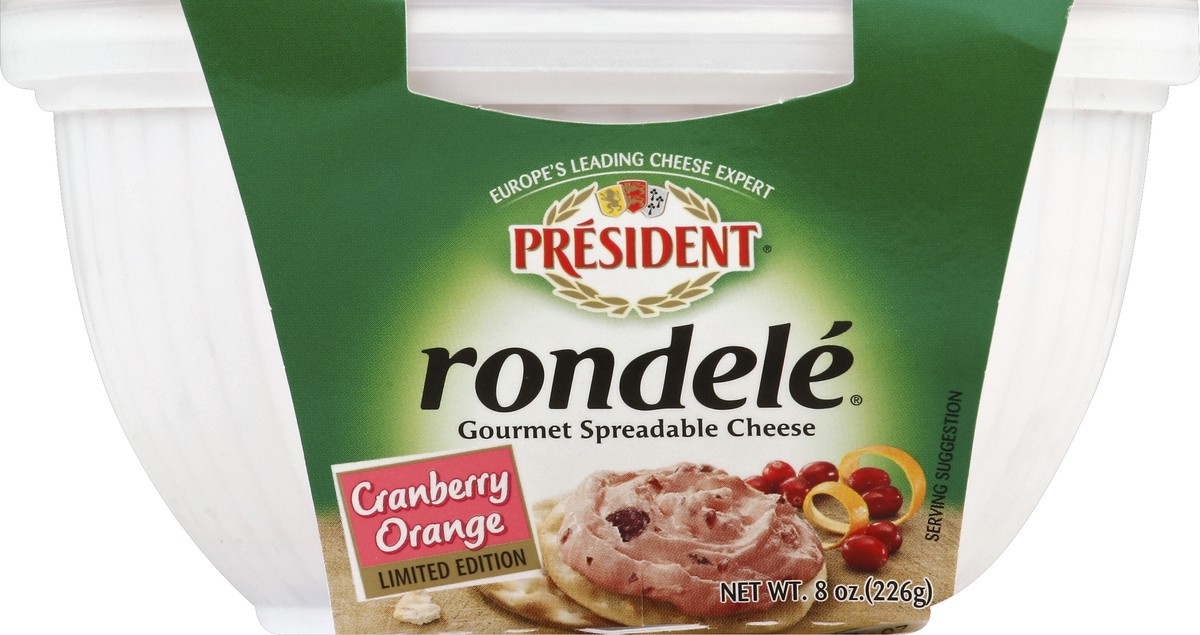 slide 4 of 4, Président Rondele Cranberry Orange Gourmet Spreadable Cheese, 8 oz