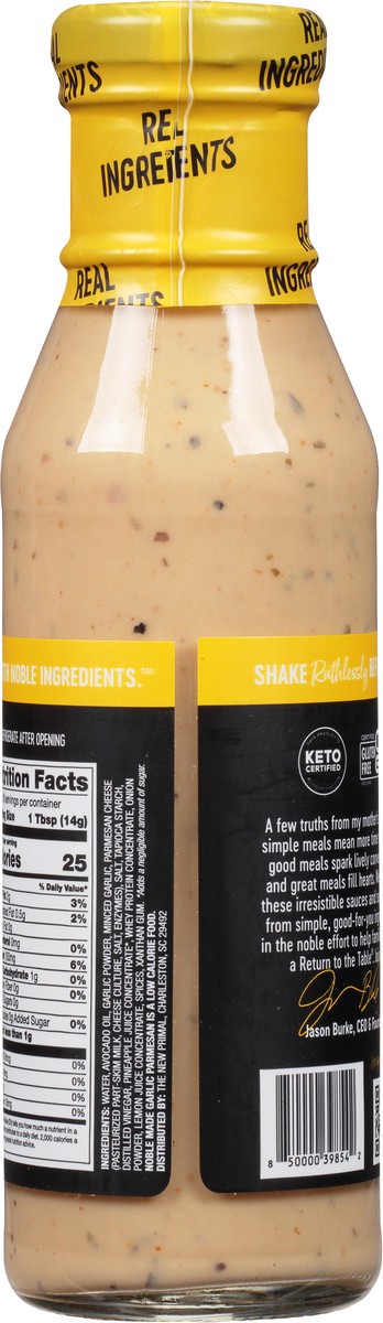 slide 8 of 9, Noble Made Zero Sugar Garlic Parmesan Wing Sauce 9.25 oz, 9.25 oz