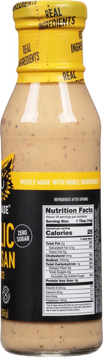 slide 3 of 9, Noble Made Zero Sugar Garlic Parmesan Wing Sauce 9.25 oz, 9.25 oz