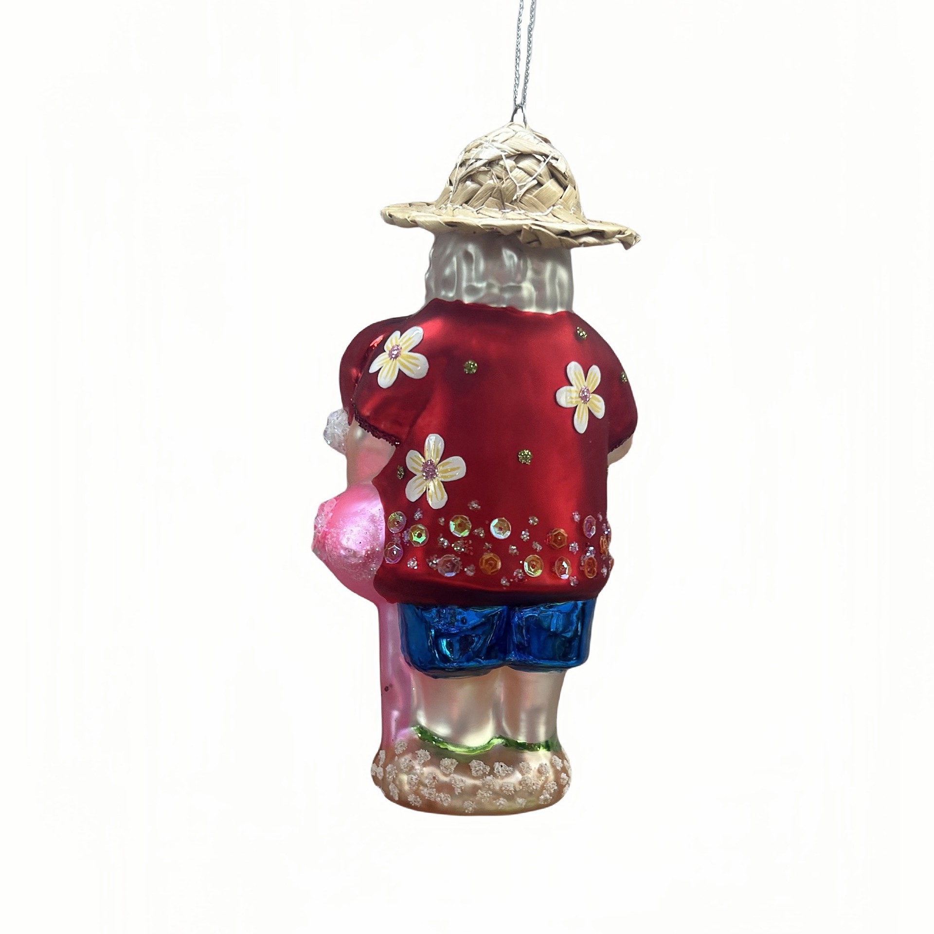 slide 4 of 4, 5.5" Summer Santa Glass Ornament By Ashland, 2.5 in x 2 in x 5.5 in