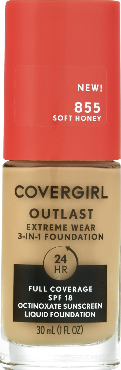 slide 9 of 12, Covergirl Outlast SPF 18 Soft Honey 855 Foundation 30 ml, 30 ml