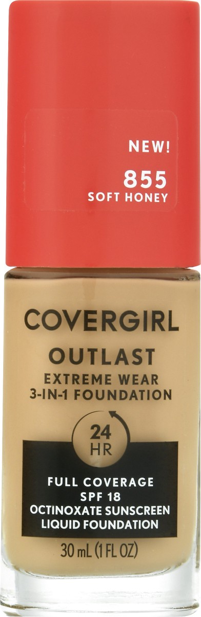 slide 8 of 12, Covergirl Outlast SPF 18 Soft Honey 855 Foundation 30 ml, 30 ml