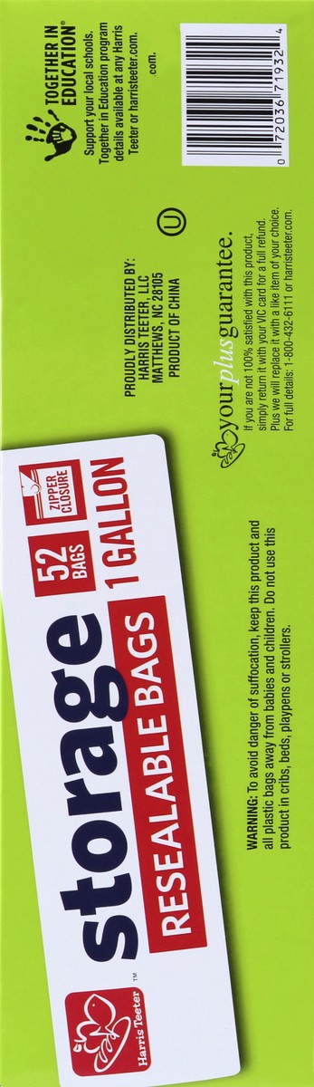 slide 3 of 5, Harris Teeter Recloseable Storage Bag Gal, 52 ct