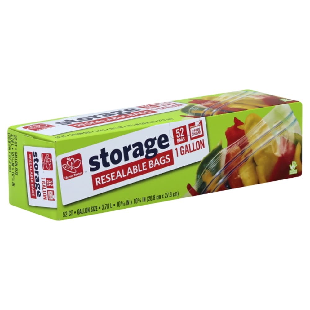 slide 1 of 5, Harris Teeter Recloseable Storage Bag Gal, 52 ct