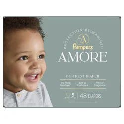 Pampers Amore Size 5 Baby Diapers 20-37 lb, 48 Count