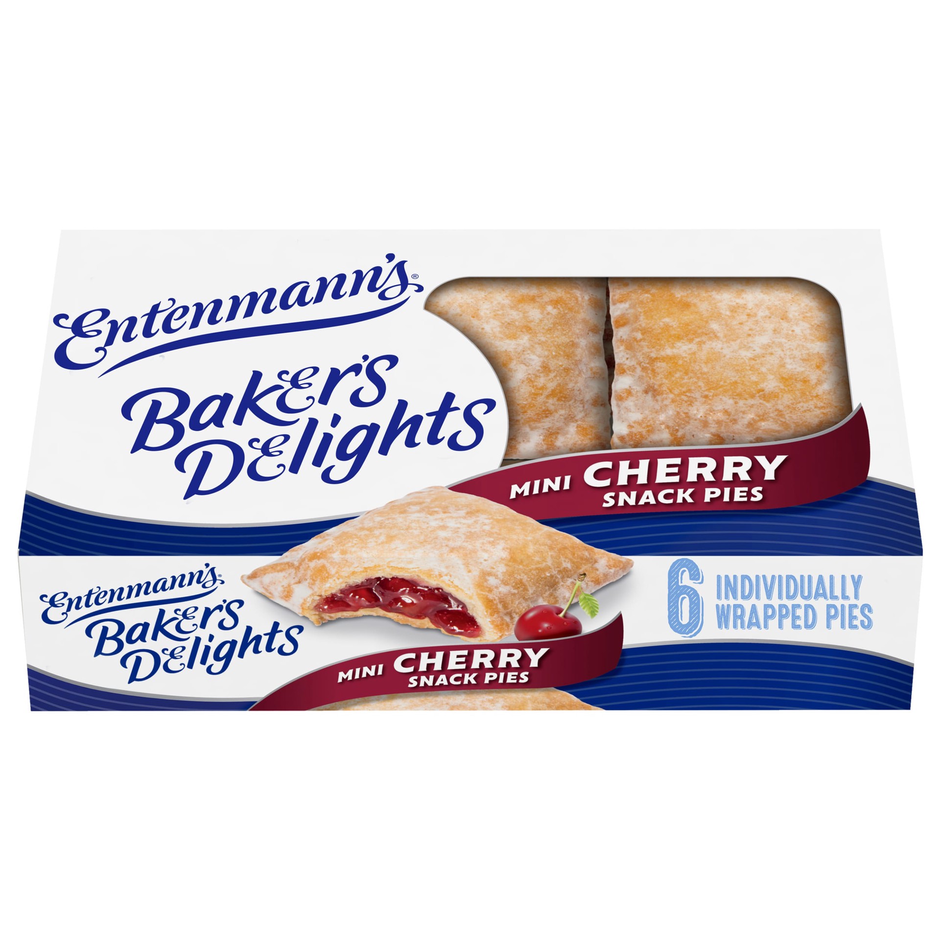 slide 1 of 6, Entenmann's Baker's Delights Cherry Snack Pies, 6 packs, Mini Snack Cakes, 12 oz Box, 6 ct