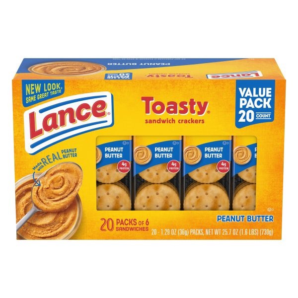 slide 1 of 5, Lance Toasty Peanut Butter Sandwich Crackers, 20 ct