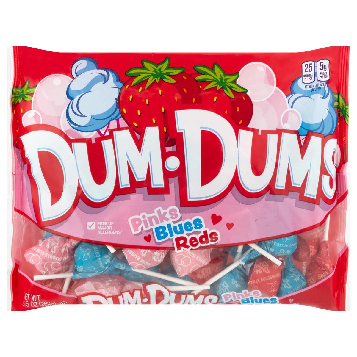 slide 1 of 14, Dum Dums Pinks, Blues & Reds Lollipops 9.5 oz, 9.5 oz