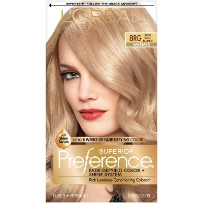 slide 1 of 1, L'Oréal Paris Superior Preference Fade-Defying Color + Shine System - 8RG Rose Gold Blonde , 1 ct
